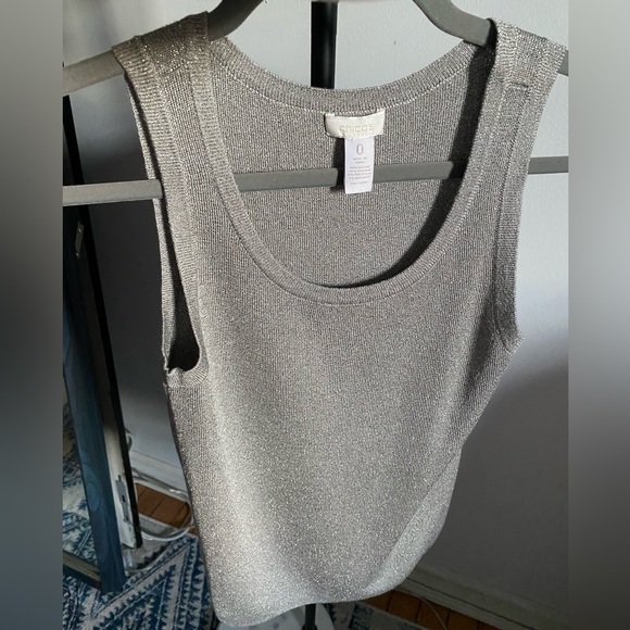 Chico’s ladies sleeveless, shimmery silver top size 0 - Picture 1 of 8